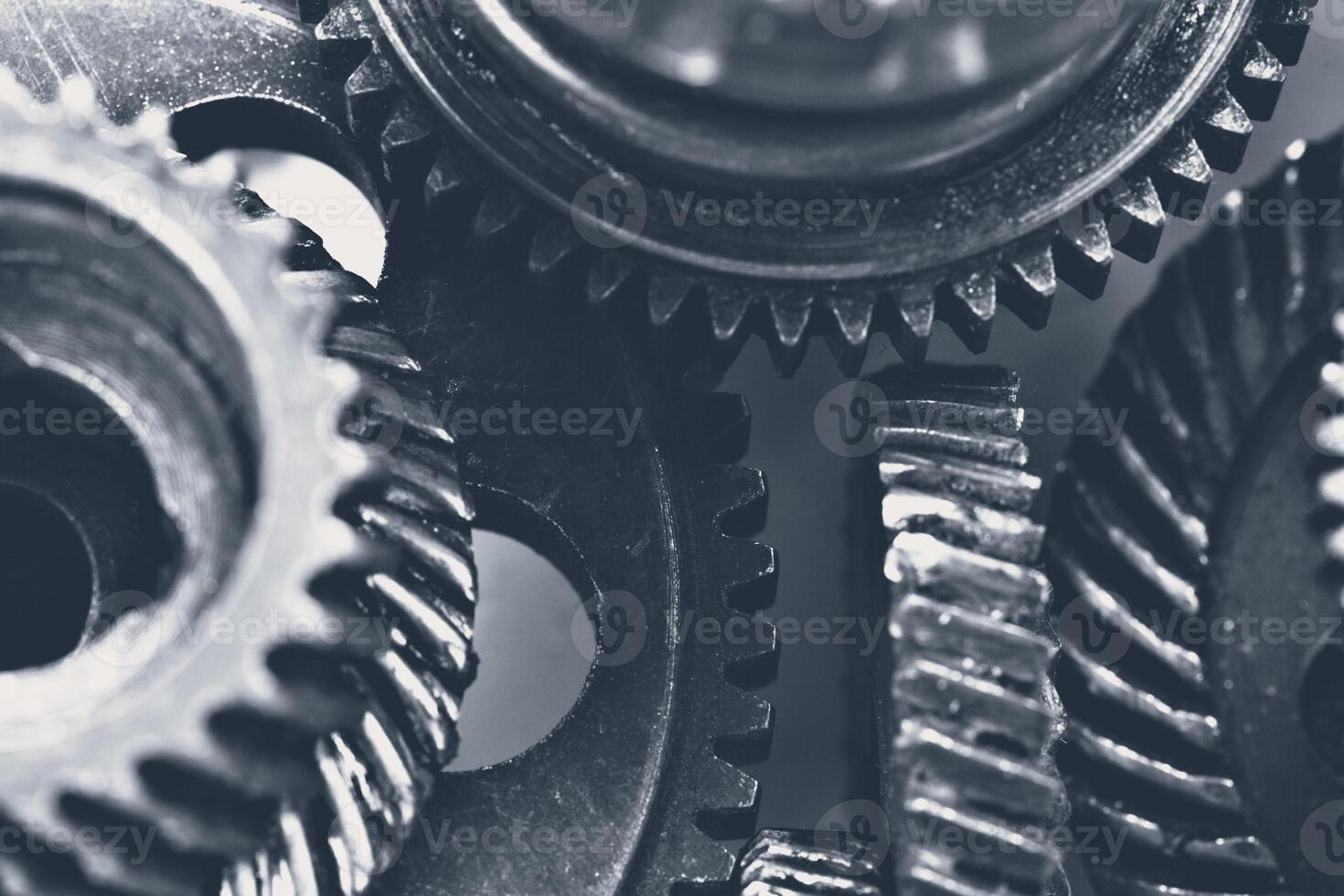 Close-up view of stack of gears photo