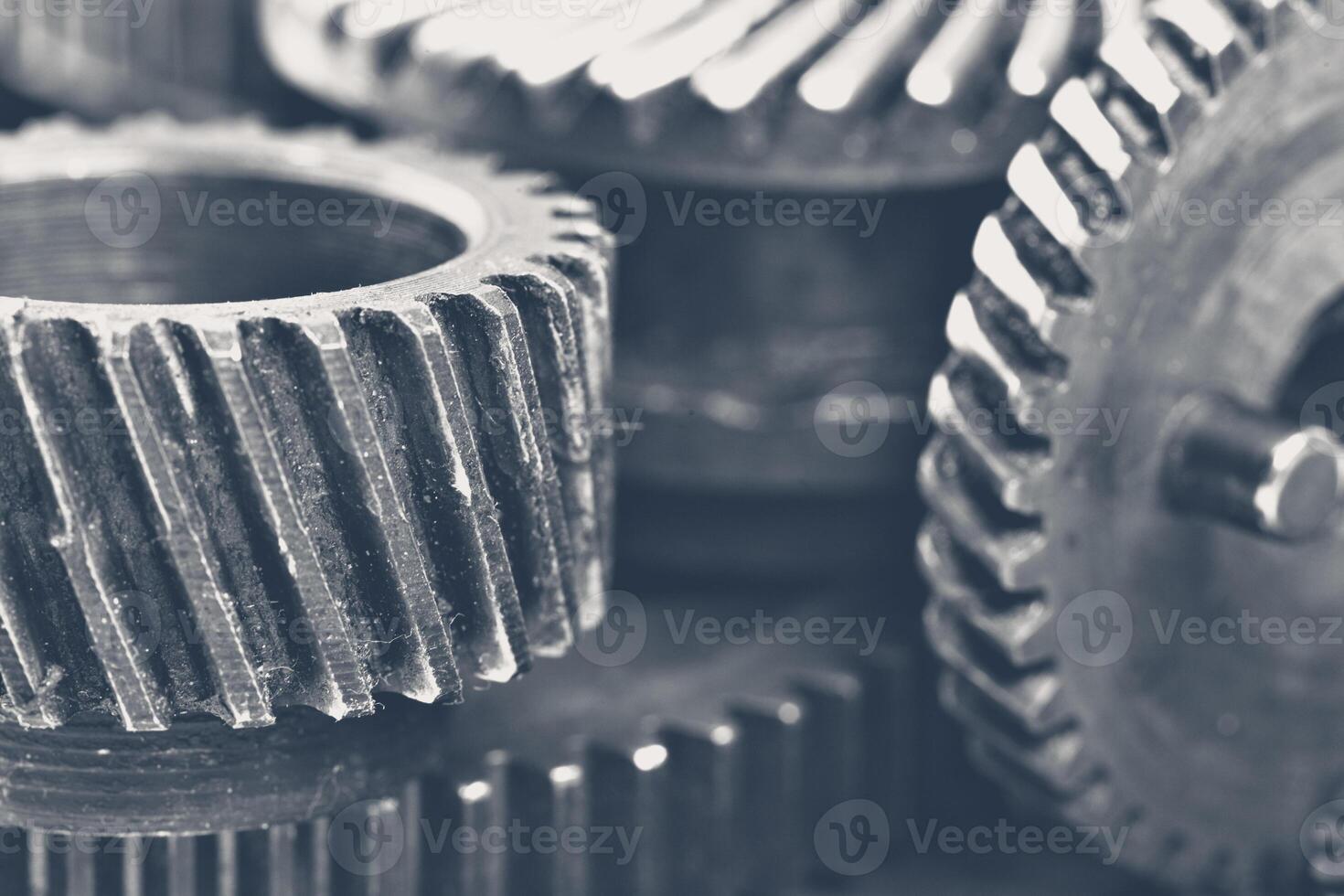 Close-up view of stack of gears photo