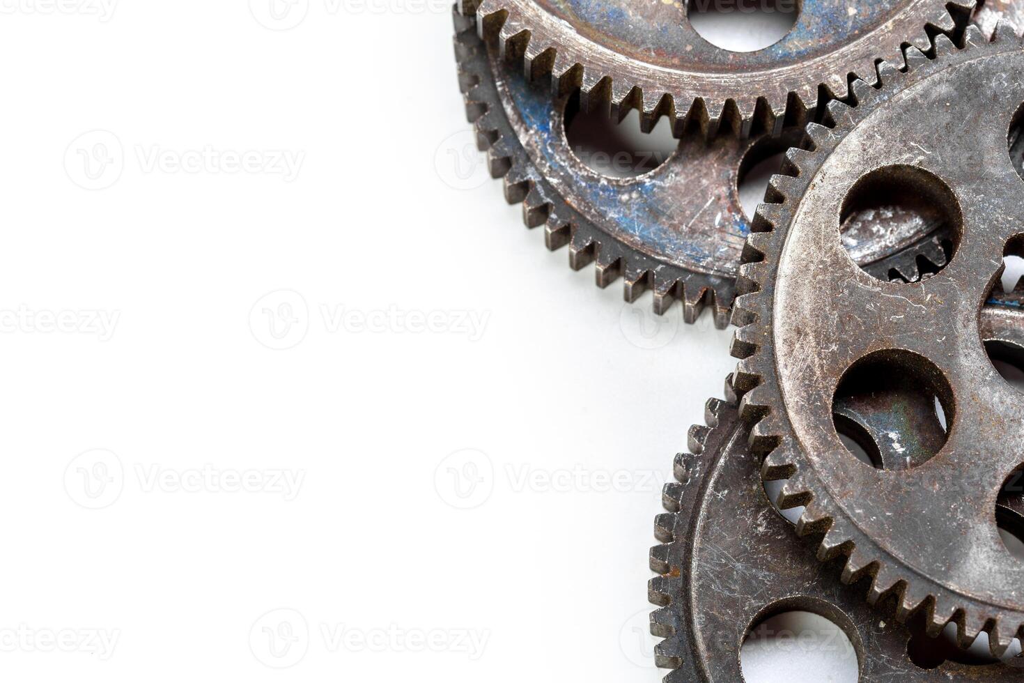 Old Rusty Gears isolated on white photo