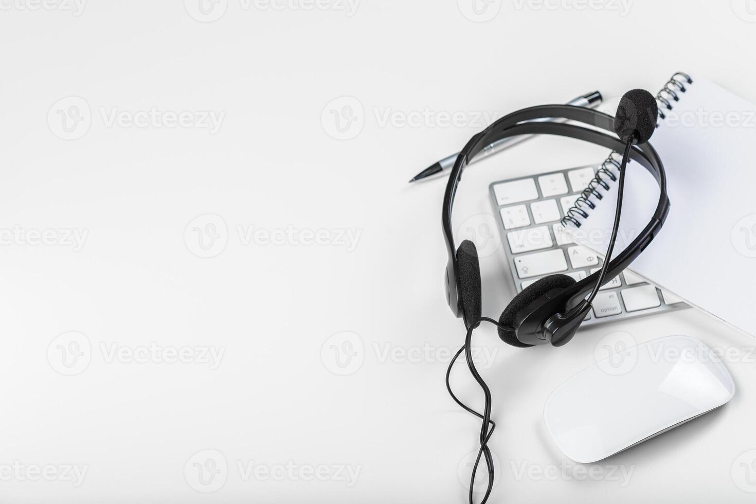 headset on keyboard computer laptop photo