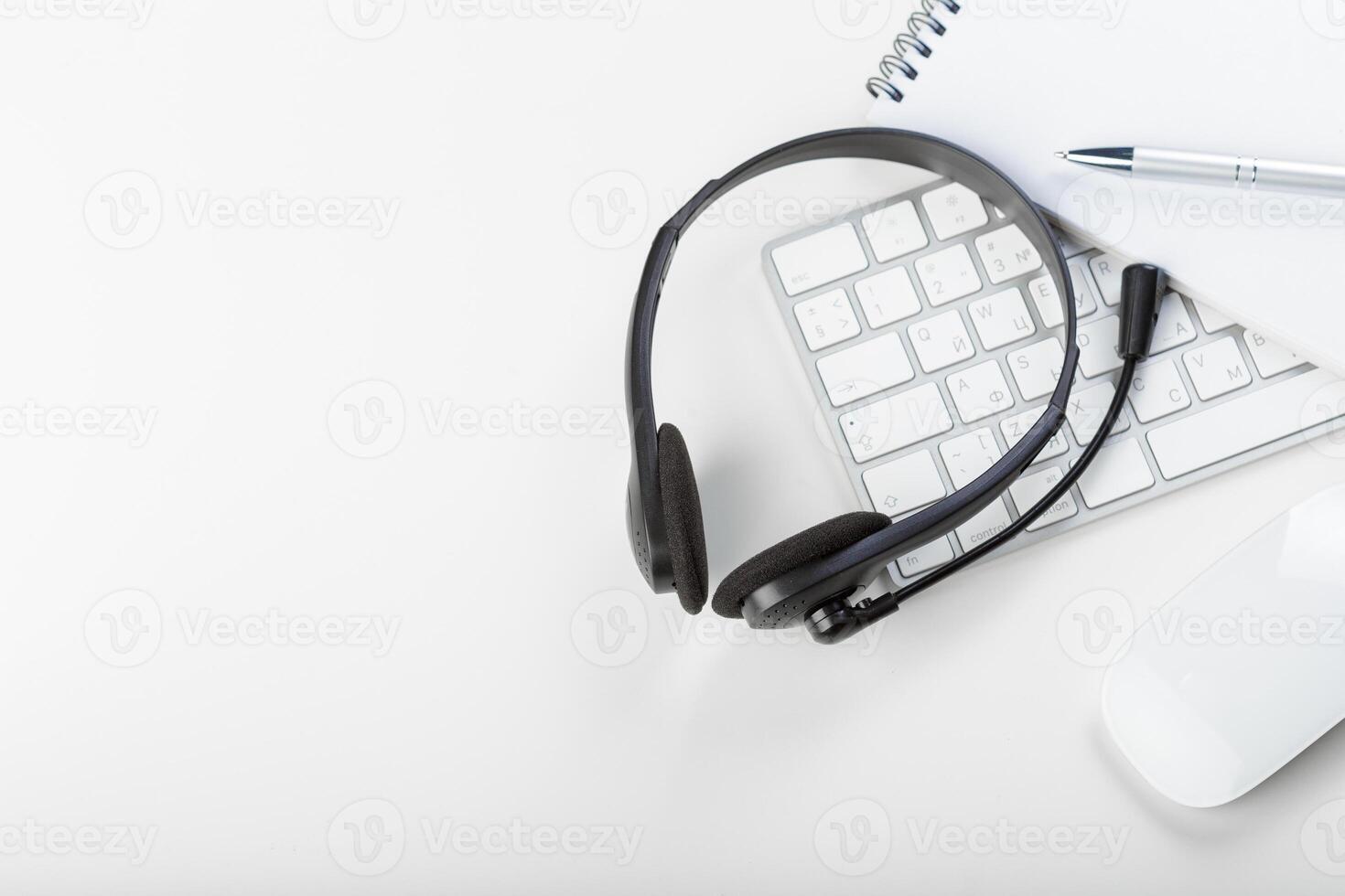 headset on keyboard computer laptop photo