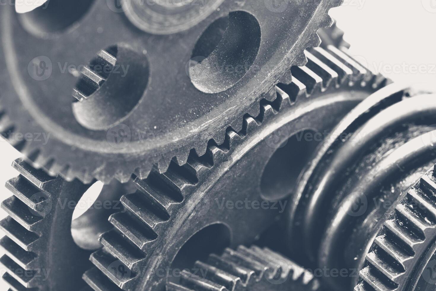 Close-up view of stack of gears photo