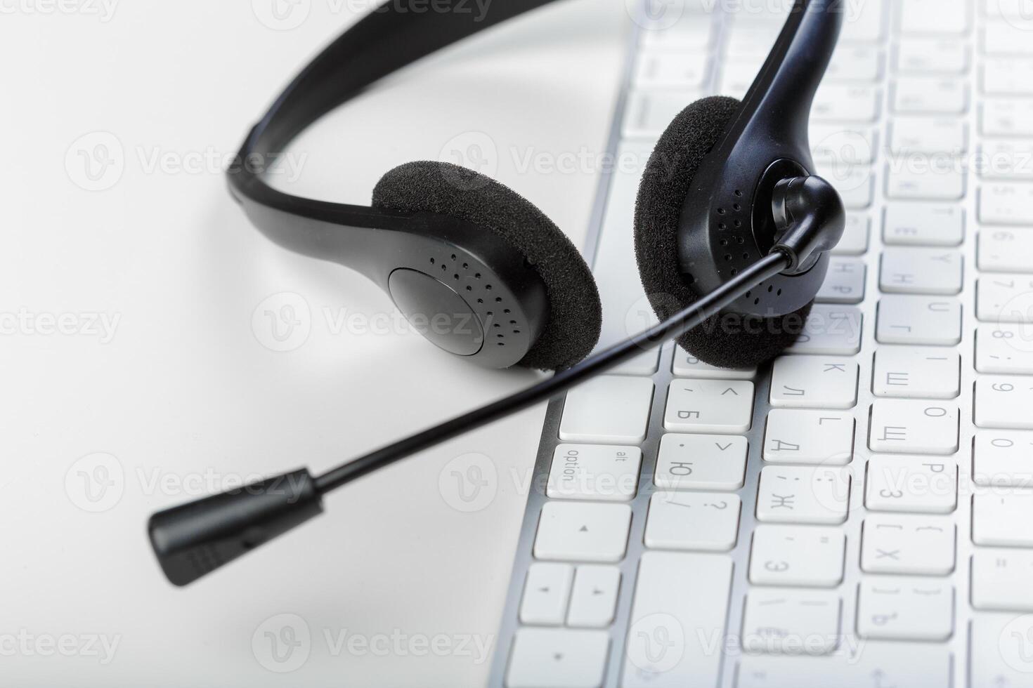 headset on keyboard computer laptop photo
