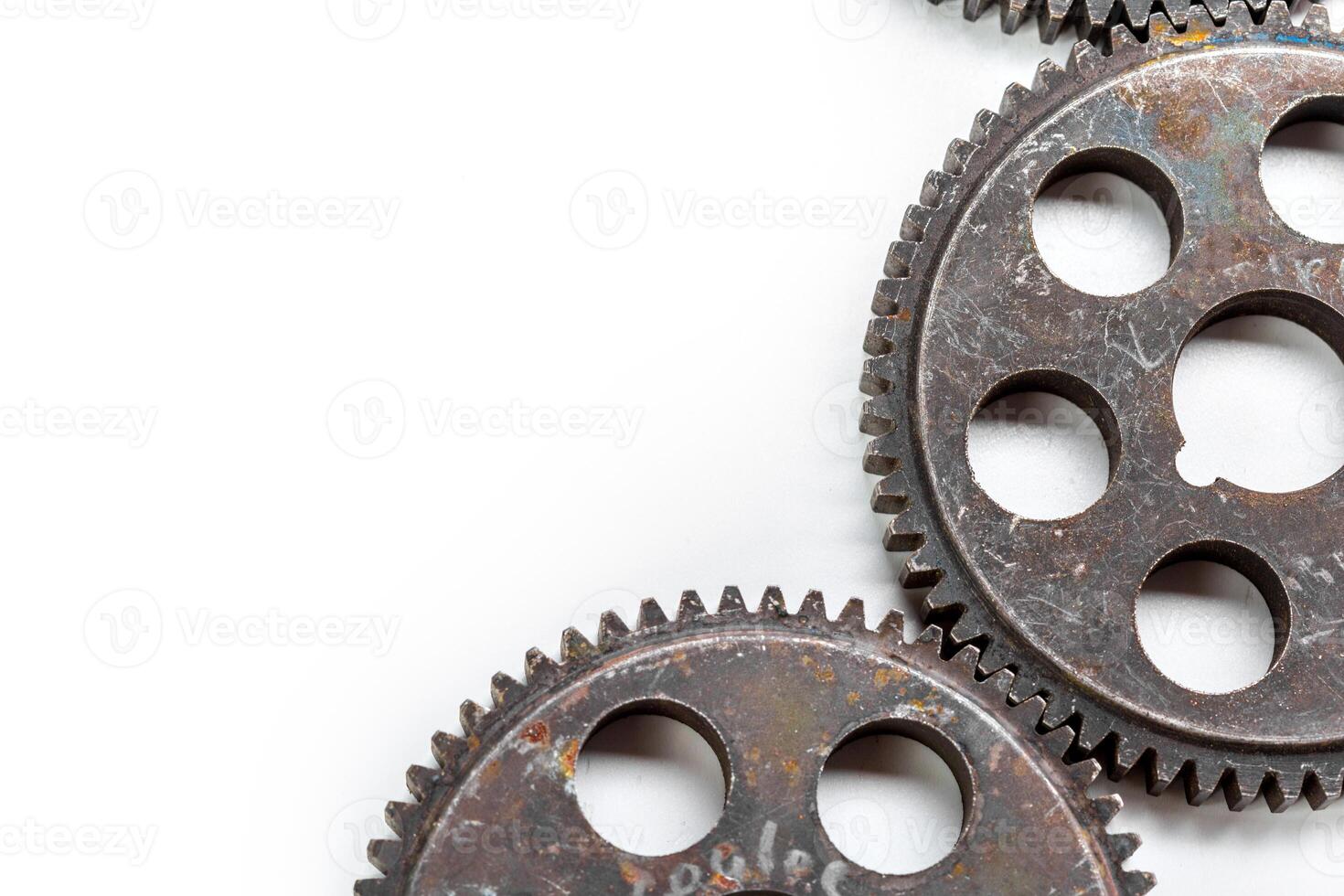 Old Rusty Gears isolated on white photo
