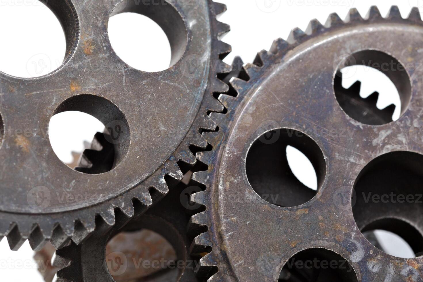 Close-up view of stack of gears photo