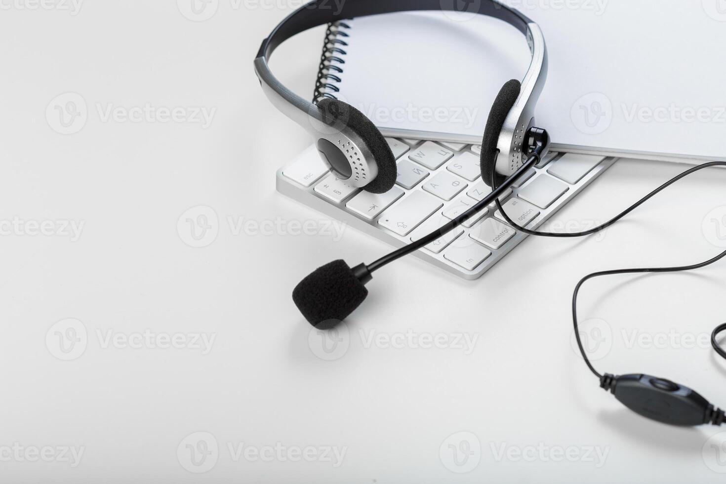 headset on keyboard computer laptop photo