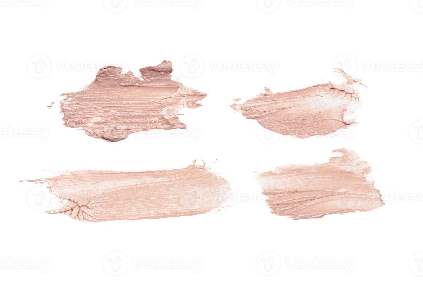 smeared foundation natural make up on white background photo