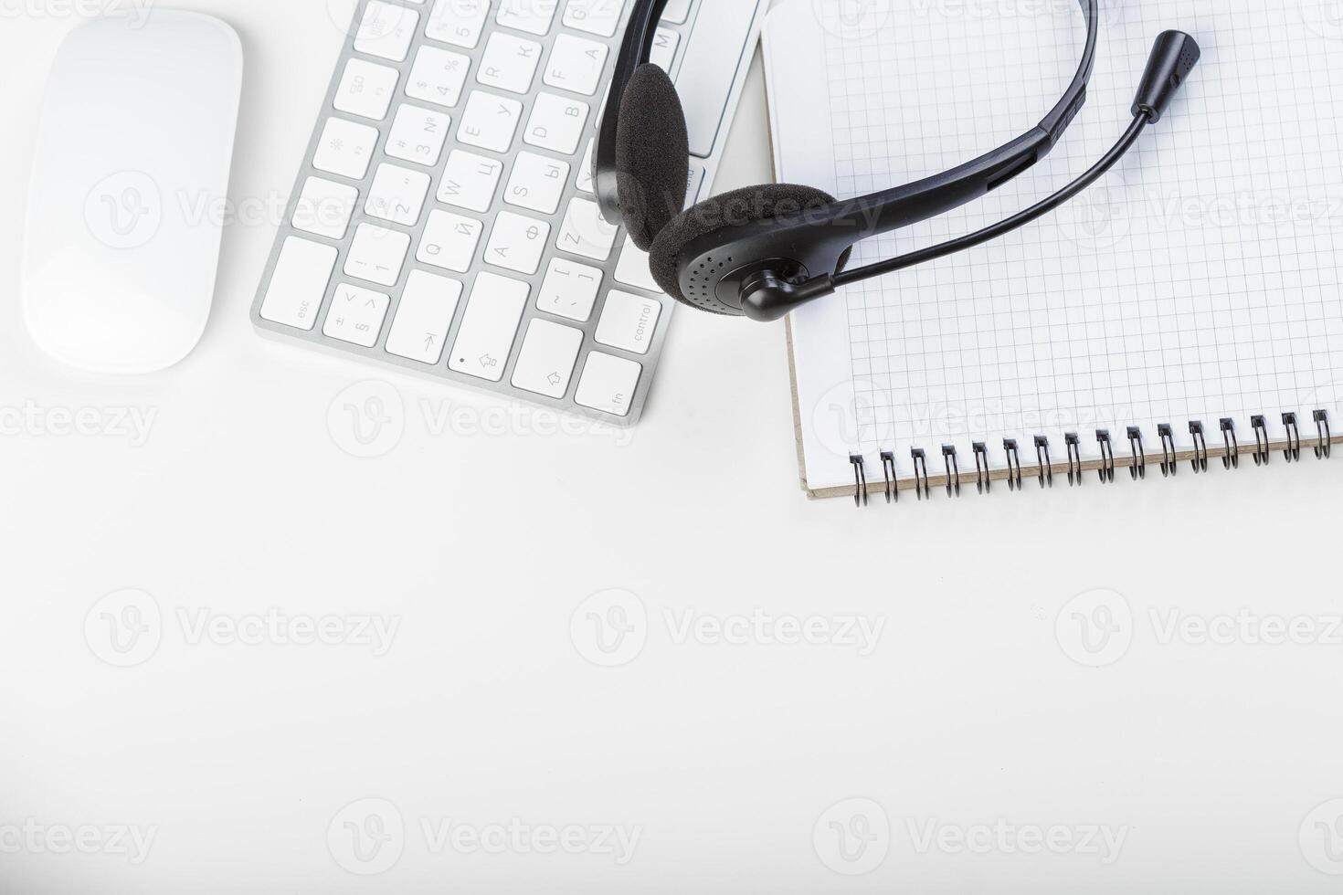 headset on keyboard computer laptop photo