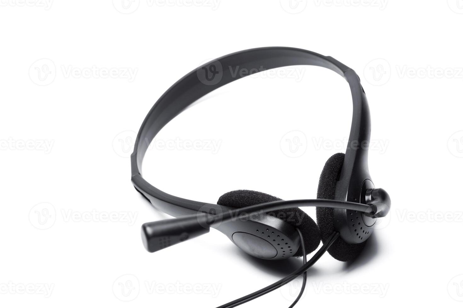 headset with microphone isolated on white photo