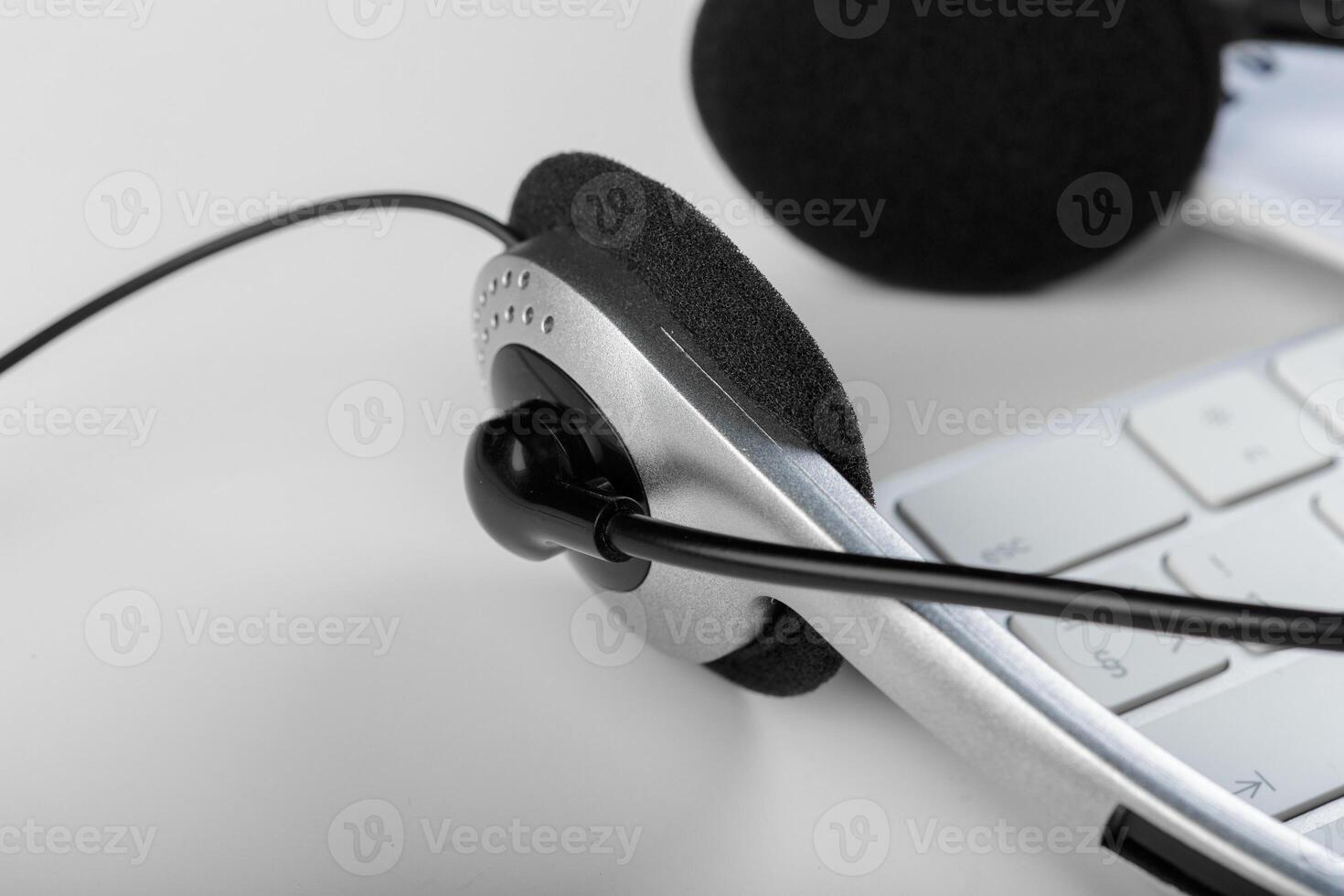 headset on keyboard computer laptop photo