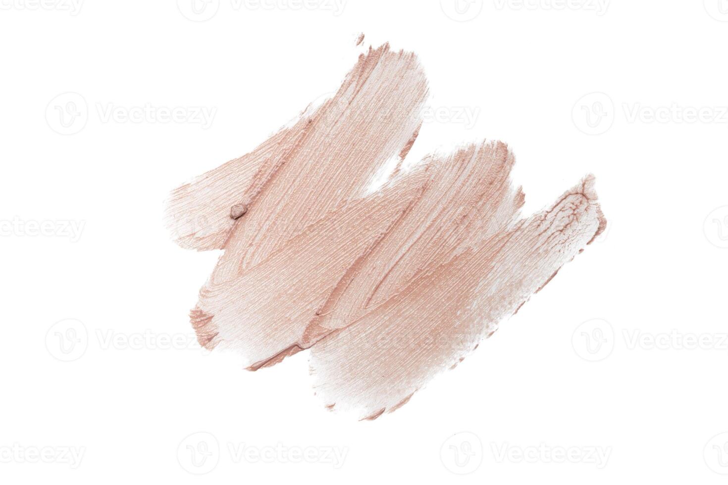 smeared foundation natural make up on white background photo