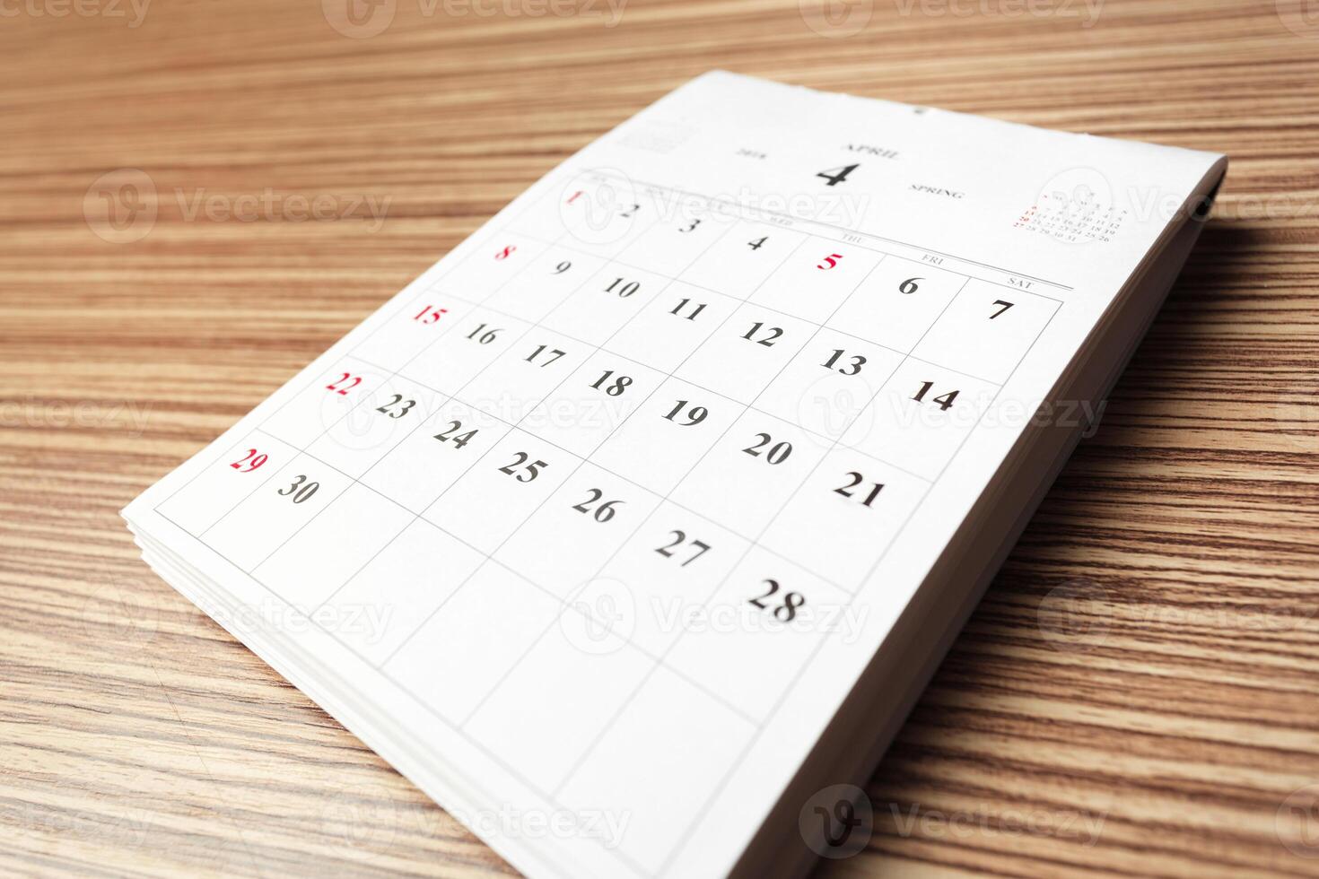 calendar on wooden table photo
