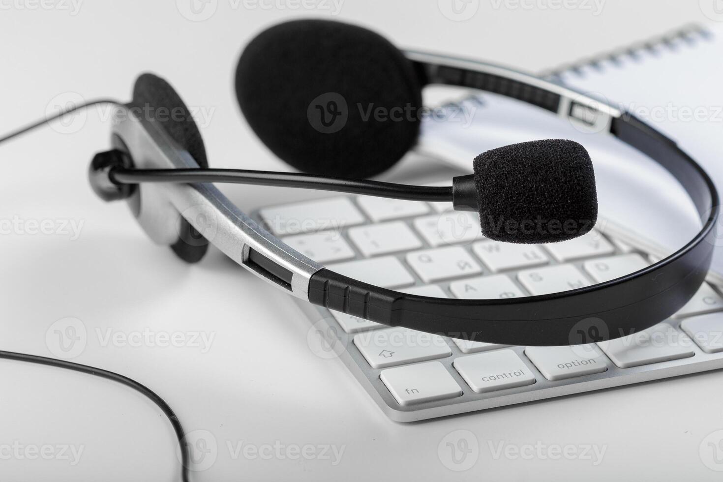 headset on keyboard computer laptop photo