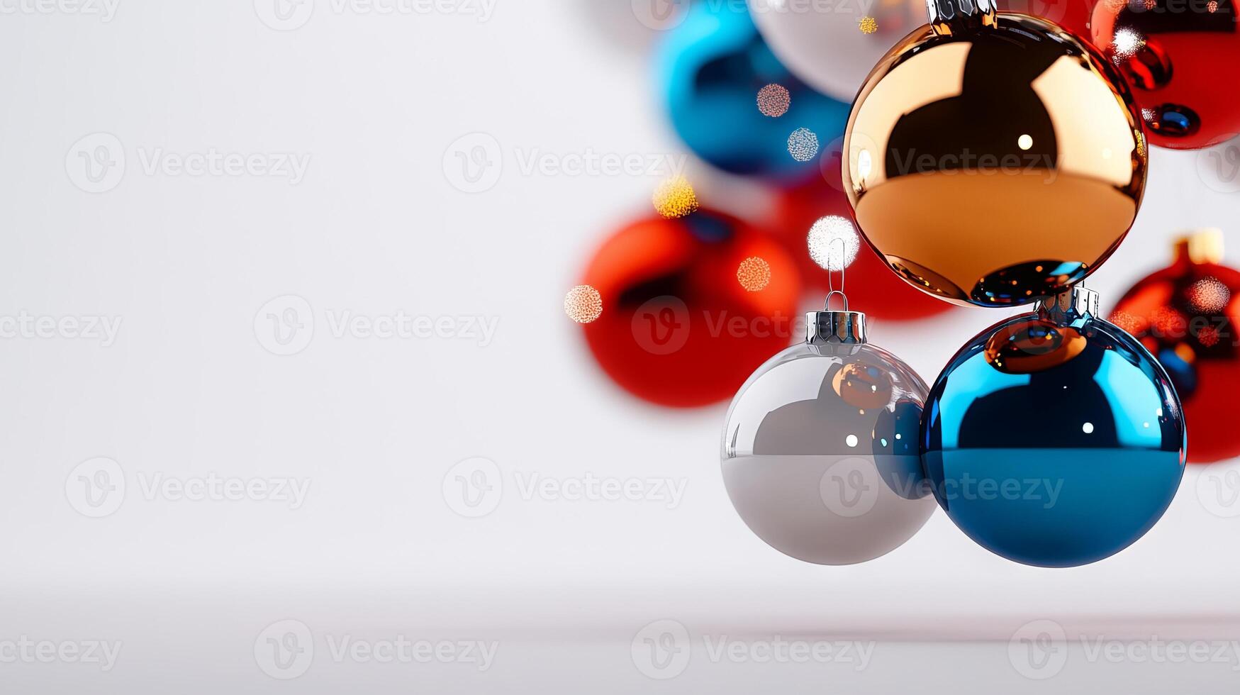 A bunch of colorful christmas ornaments hanging from a string photo