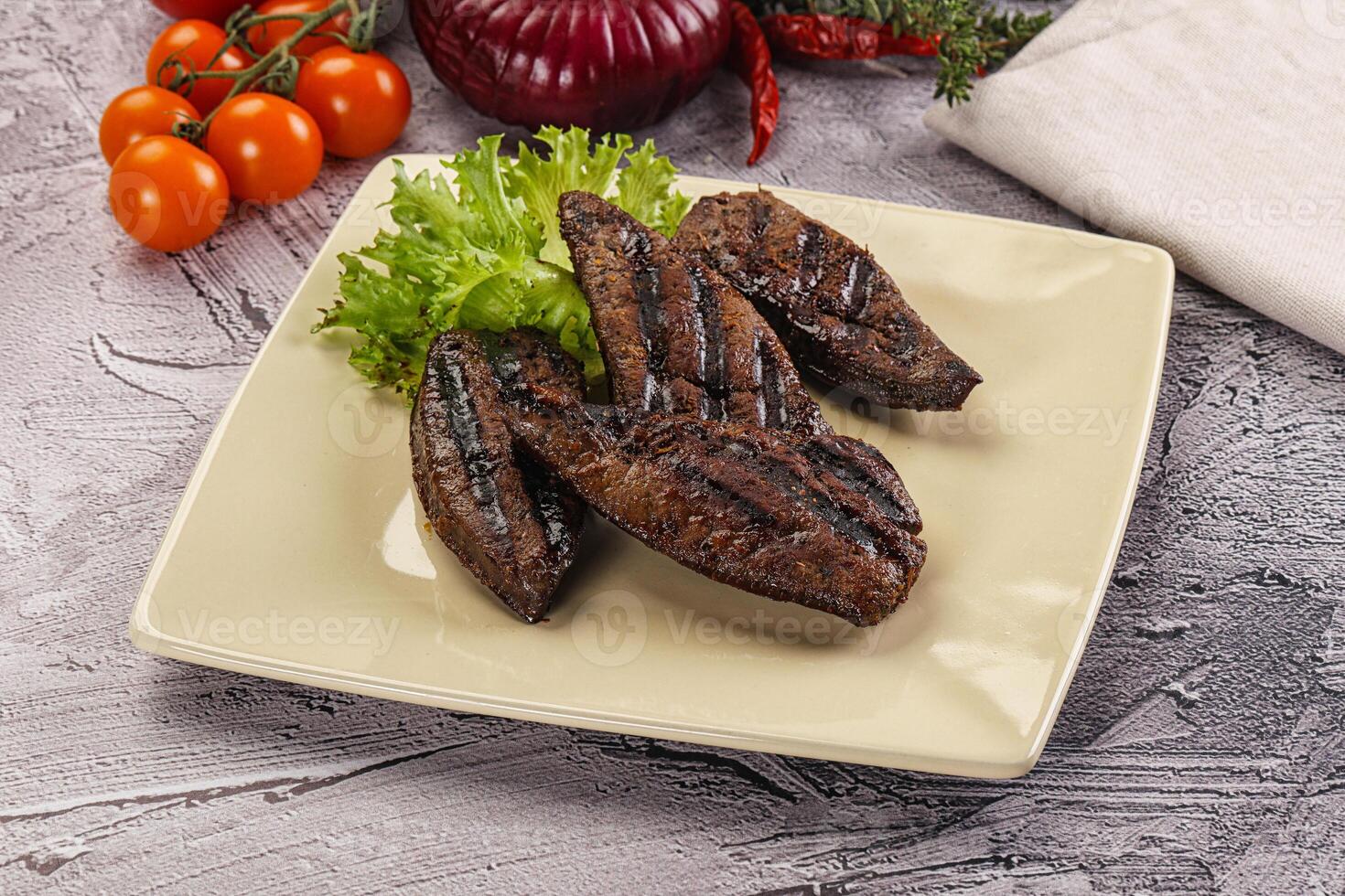 Grilled diet beef liver steak photo