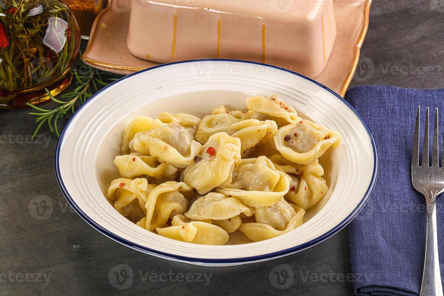 Russian homemade dumplings with meat photo