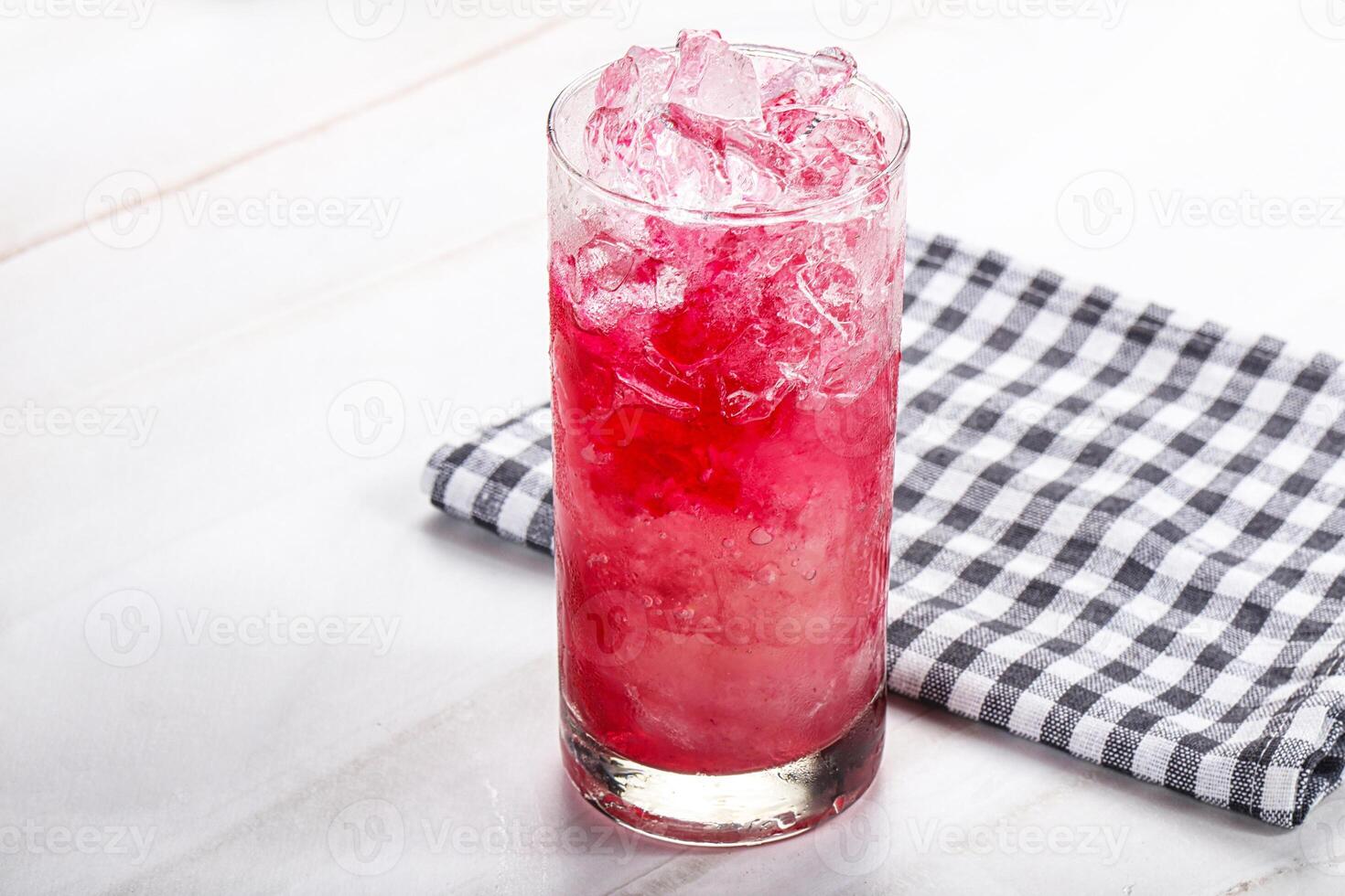 Cold strawberry cocktail with ice photo
