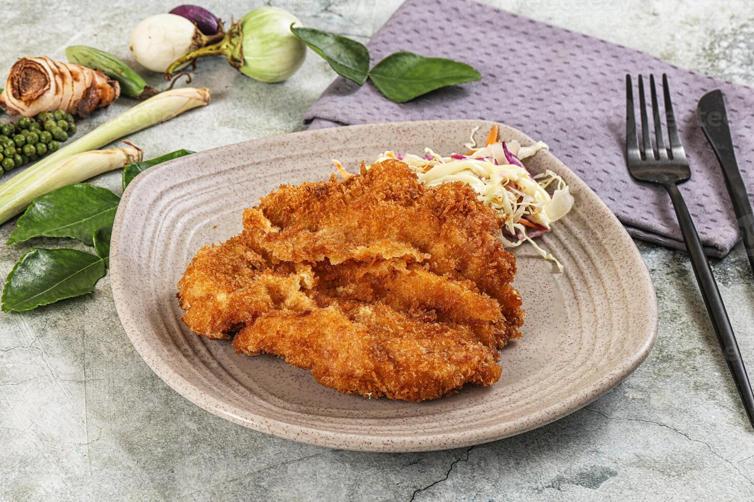 Tonkatsu fried cutlet with cabbage photo