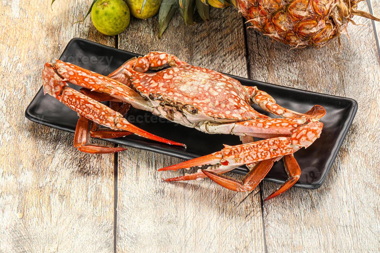 Seafood cuisine -delicous steamed crabs photo