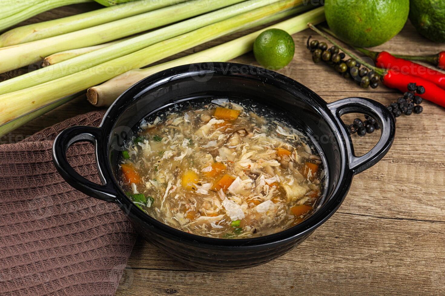 Asian gourmet crab soup with spices photo