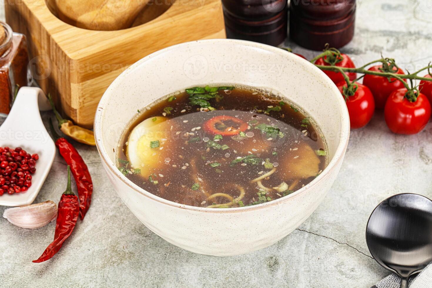 Japanese Miso soup with chicken photo