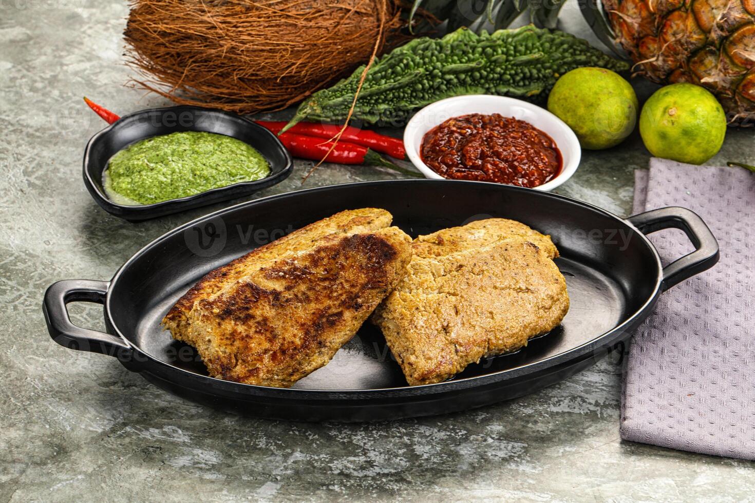 Indian chiken kebab minced meat photo
