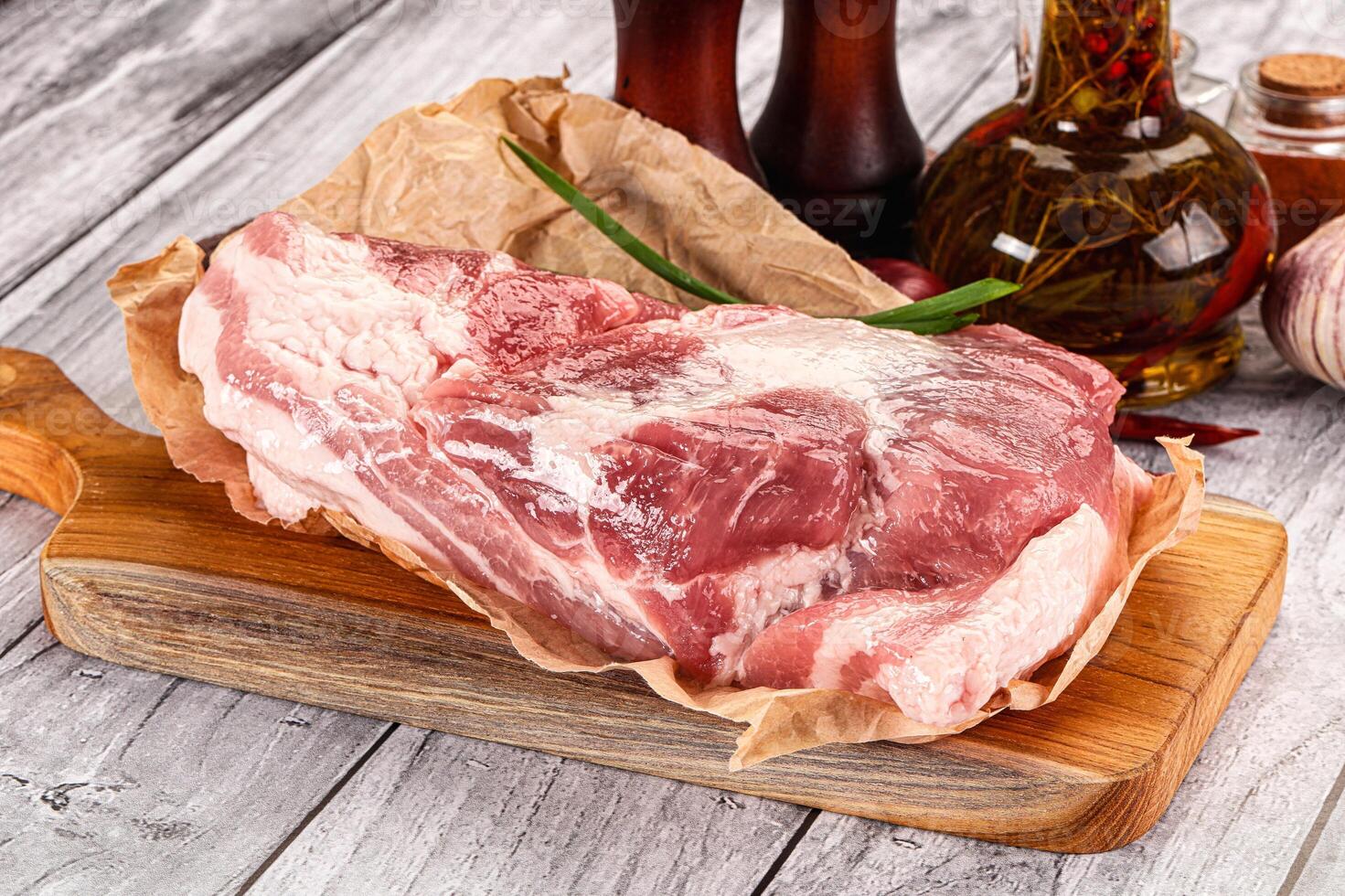 Raw pork shoulder for cooking photo