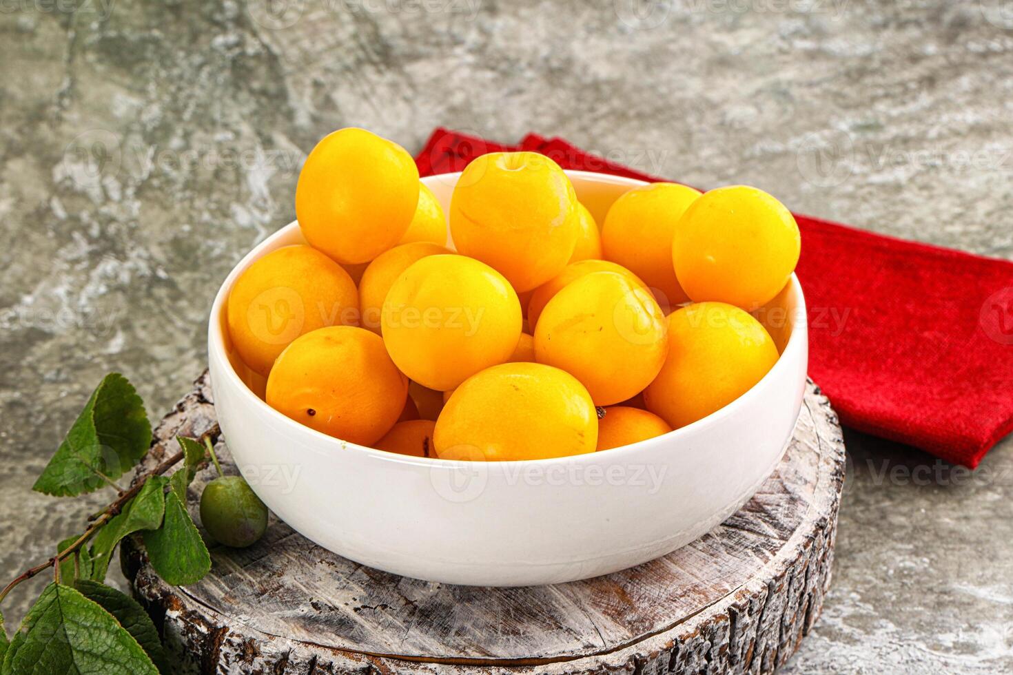 Ripe sweet juicy yellow plum photo