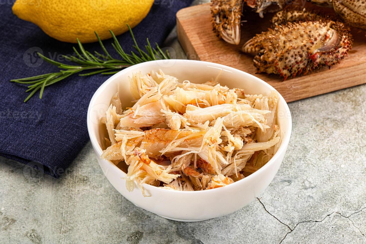 Wild natural crab meat for salad photo