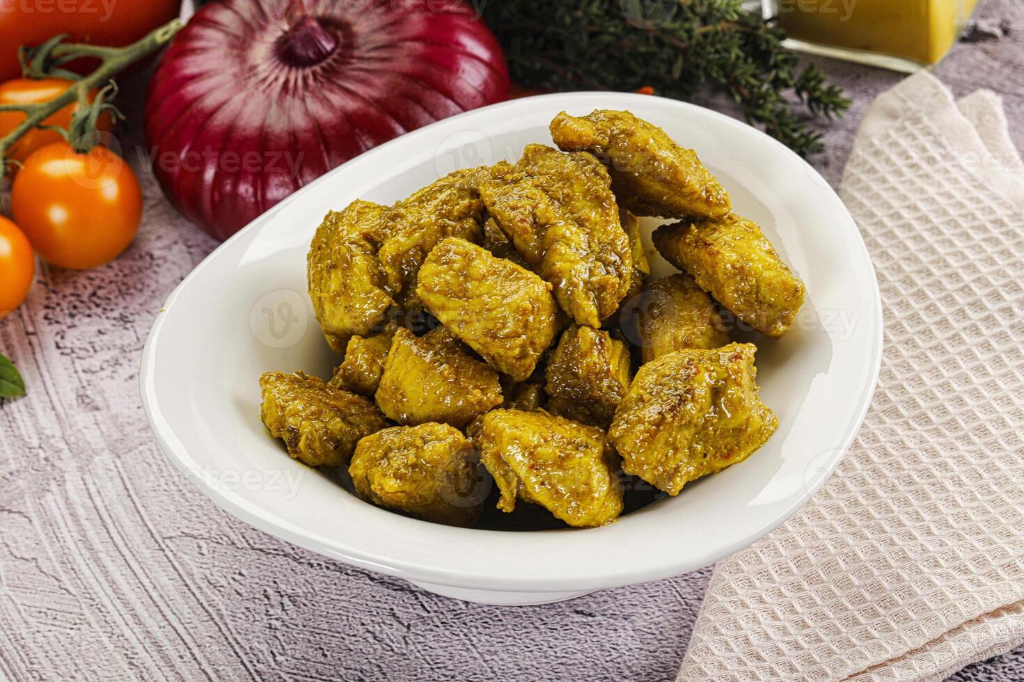 Indian cuisine curry chicken fillet photo