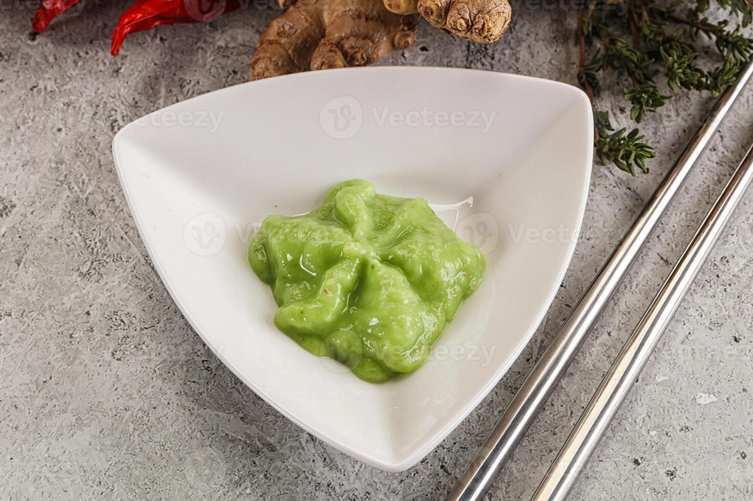 Green organic asian Wasabi seasoning photo