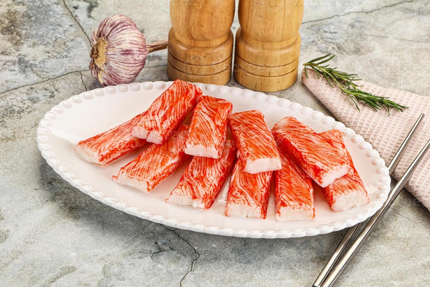 Crab meat stick surimi appetizer photo