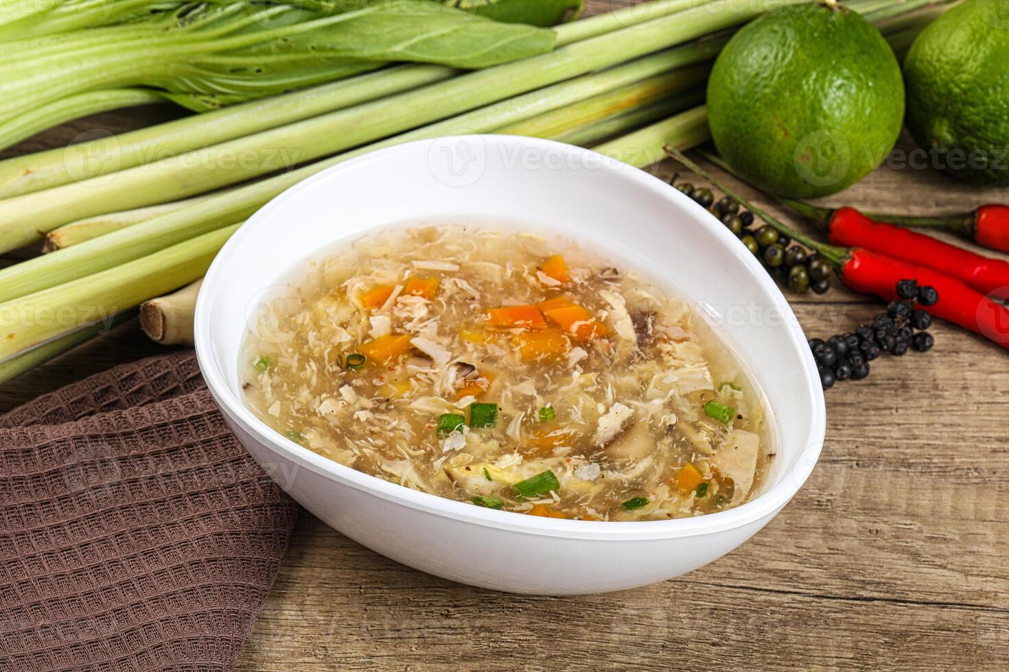 Asian gourmet crab soup with spices photo