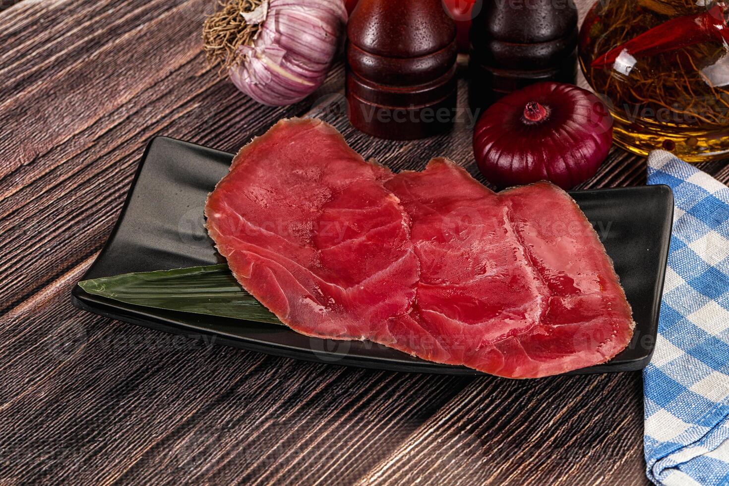 Raw tuna slises sashimi snack photo