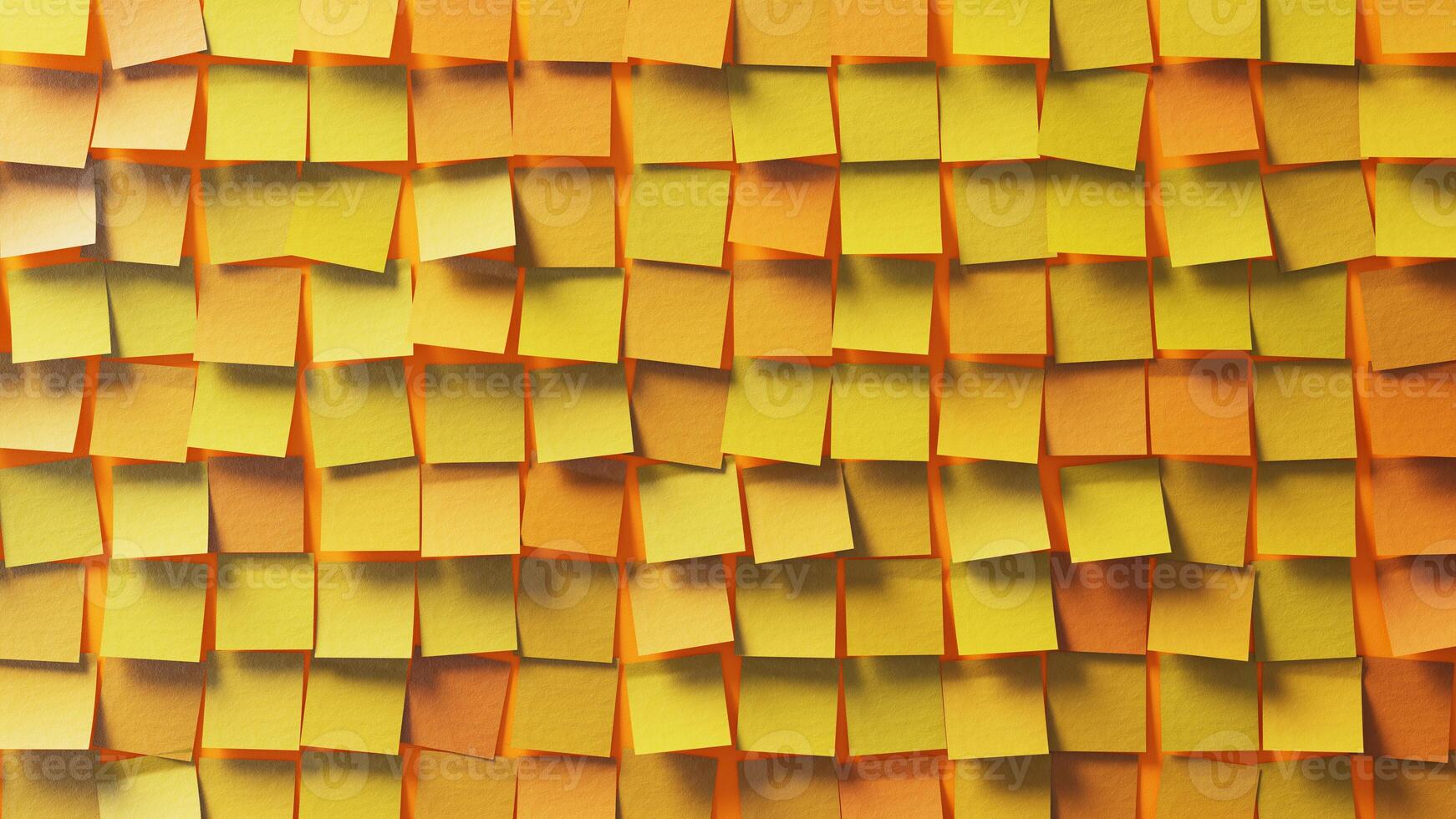 Grid of Inspiration. A Wall of Yellow Sticky Notes photo