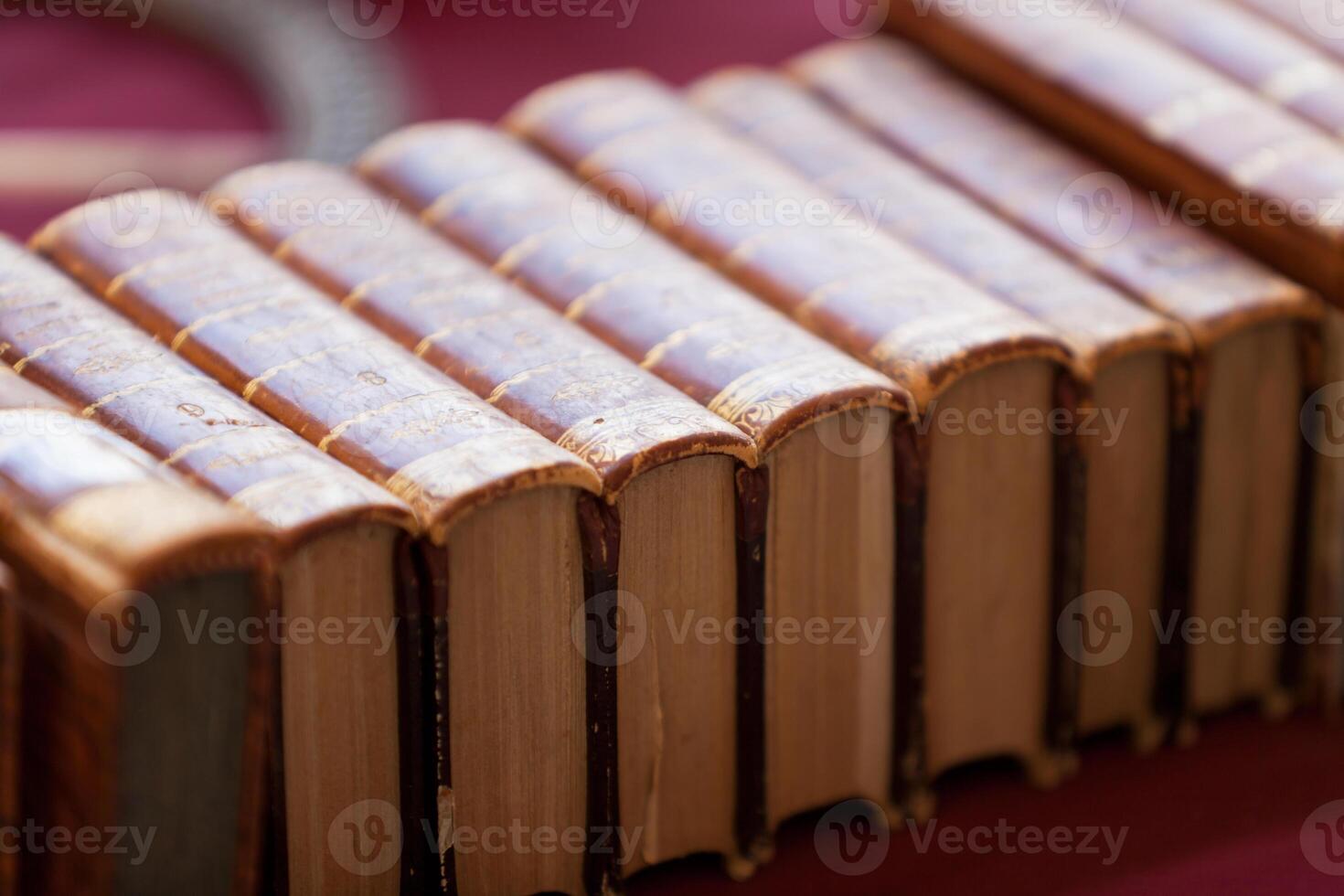 Old books at flea market photo