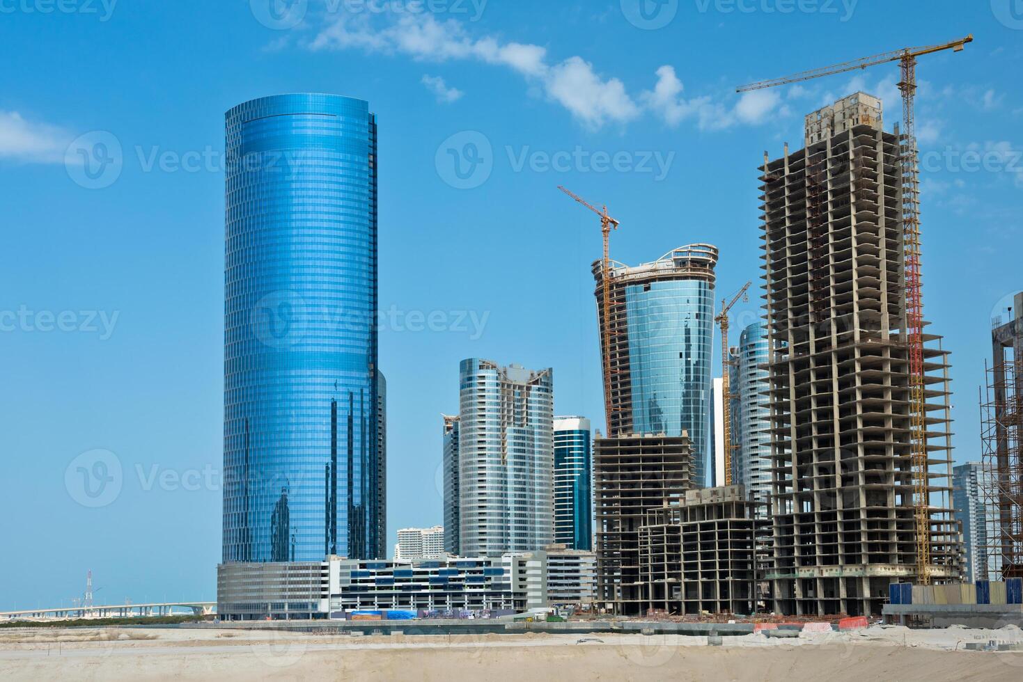 Abu Dhabi new district with skyscrapers construction photo