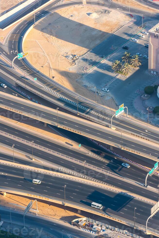 Top view of highway interchange in Dubai photo
