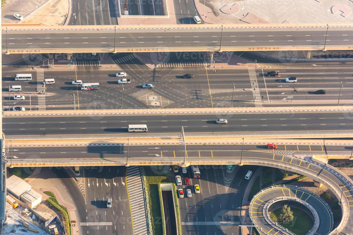 Top view of highway interchange in Dubai photo