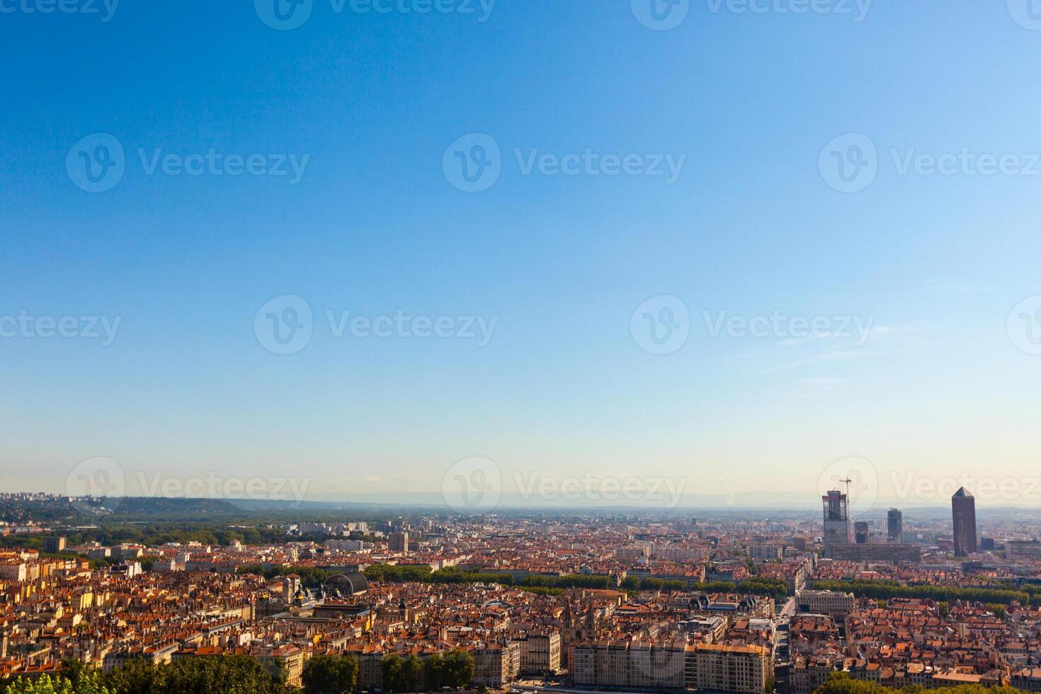 Panoramic aerial view at Lyon from above photo