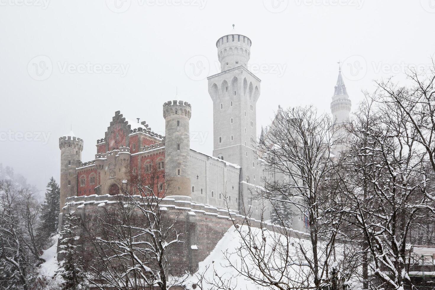 Bavarian Neuschwanstein Castle at snowy winter photo