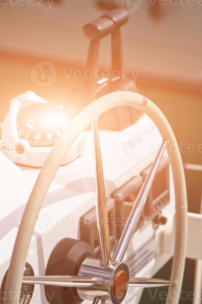 Sailing yacht control wheel and implement photo