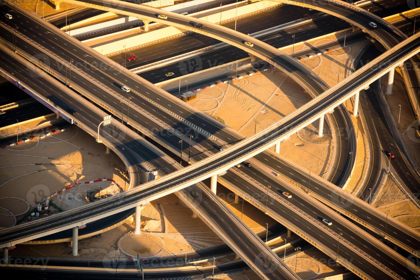 Top view of highway interchange in Dubai photo