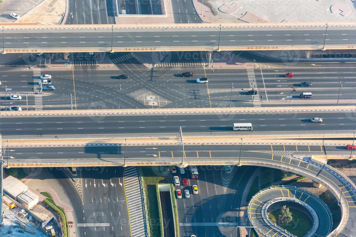 Top view of highway interchange in Dubai photo