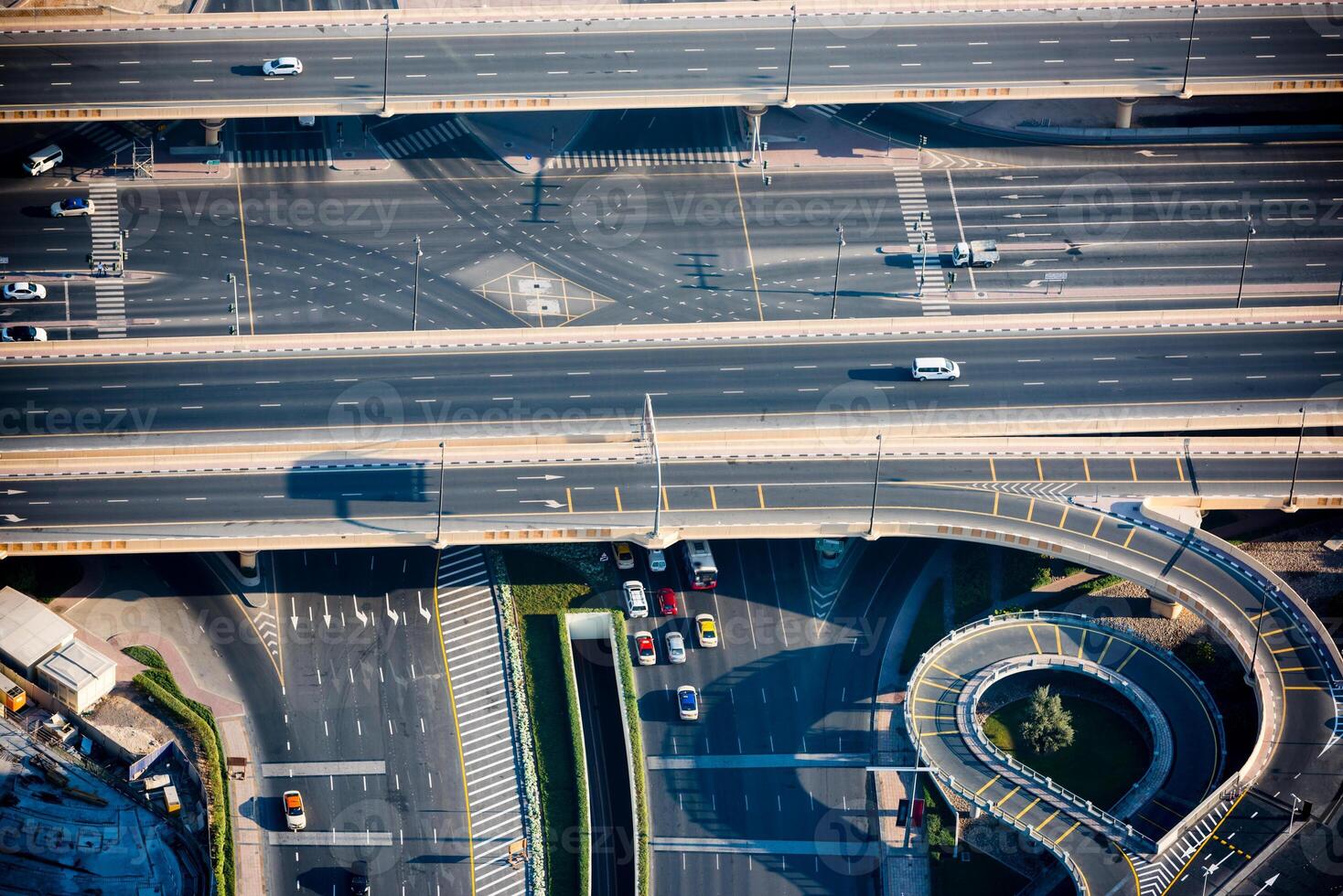 Top view of highway interchange in Dubai photo