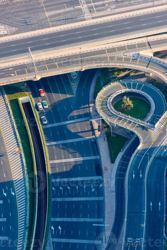 Top view of highway interchange in Dubai photo