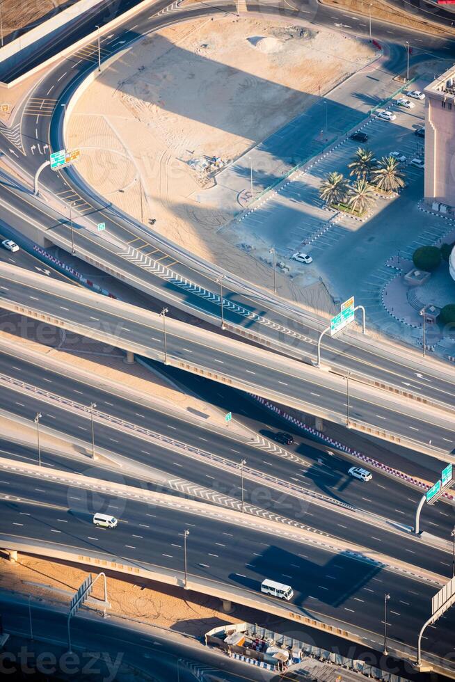 Top view of highway interchange in Dubai photo