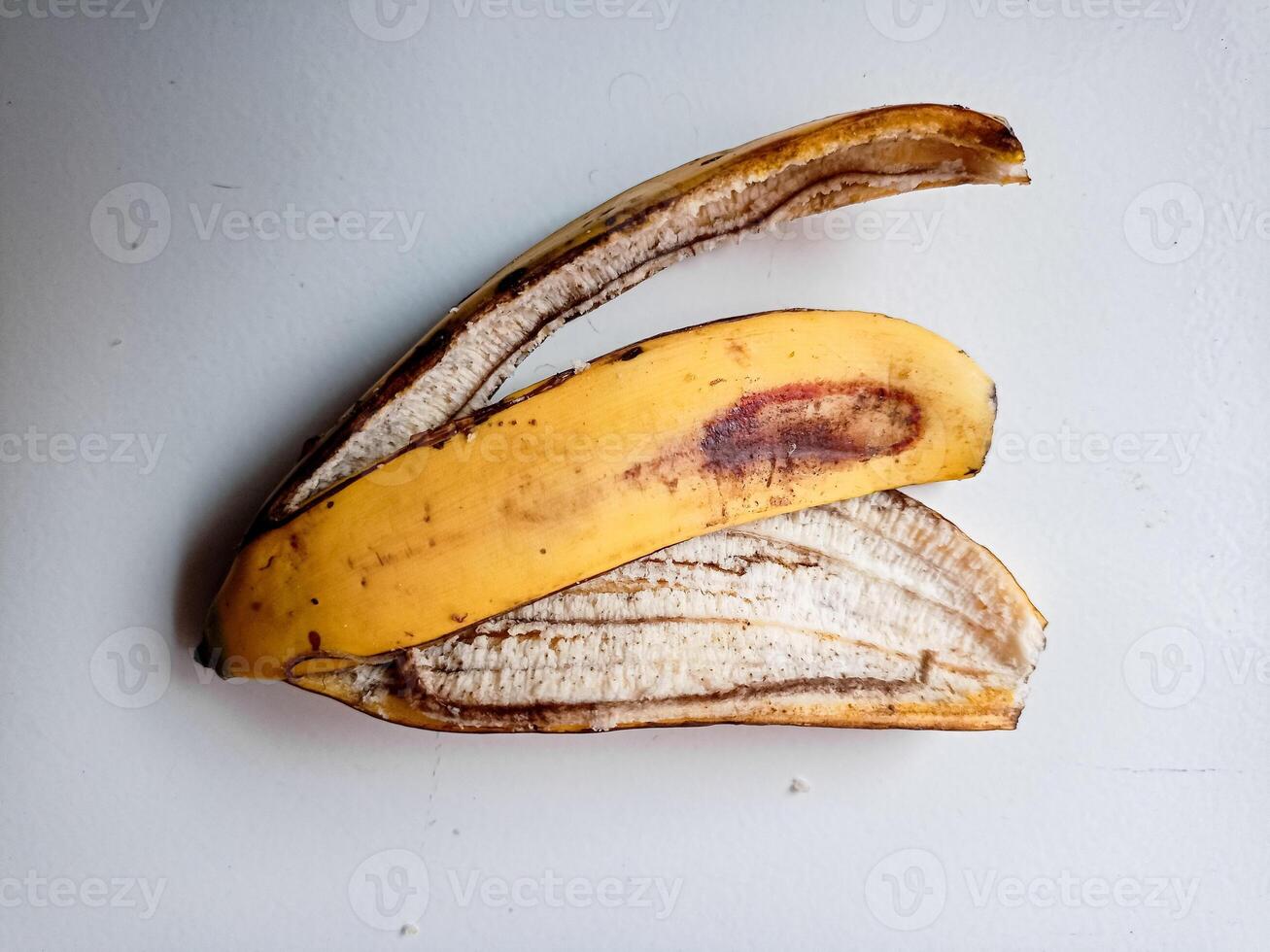 Banana peel isolated on white background photo