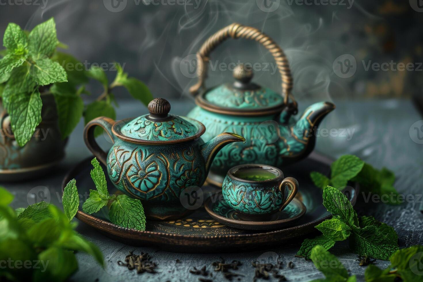 the world of Moroccan Mint Tea with a realistic image photo