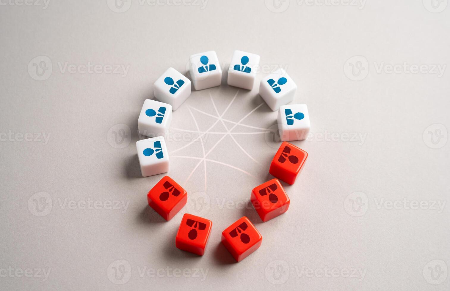 Collapse of a group or team. People leaving, relationships and connections being broken. Violation of subordination and the need to reform the group. Dismissal of workers. Loss of trust in the team. photo